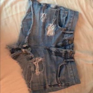 high waisted denim shorts